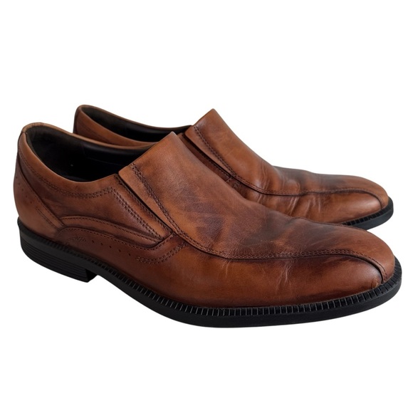 Rockport TruTech Loafer Mens 9.5 Medium Variegated‎ Brown Leather Slip On H79739 - Picture 1 of 15